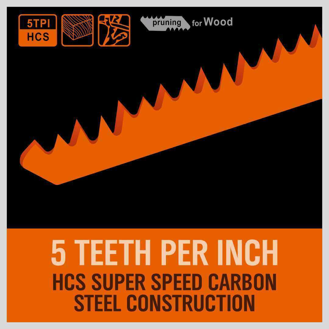 5Pack 9" / 240mm Reciprocating Saw Blades 5TPI Wood Timber
