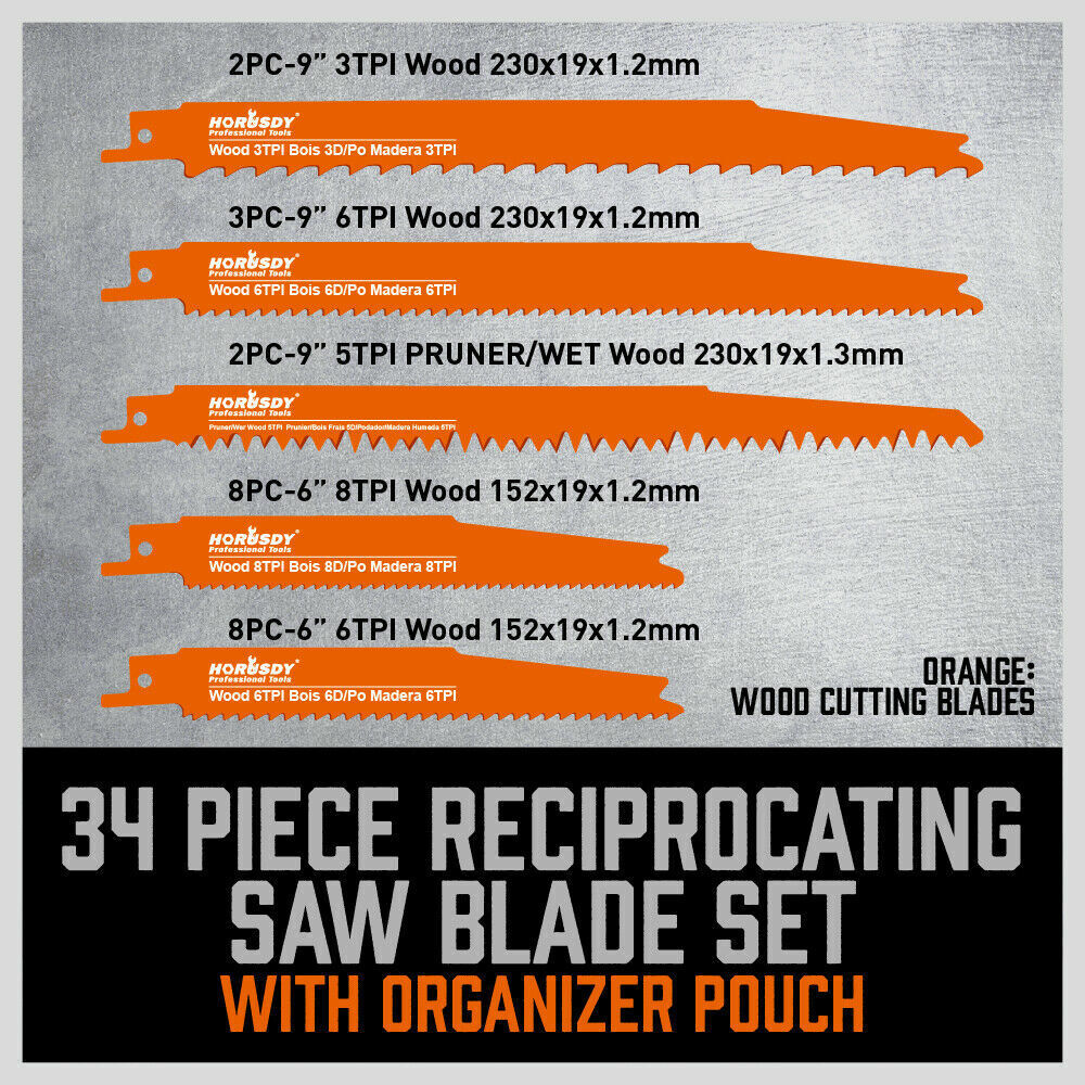 34-Piece Reciprocating Saw Blade Wood and Metal Cutting Blades with