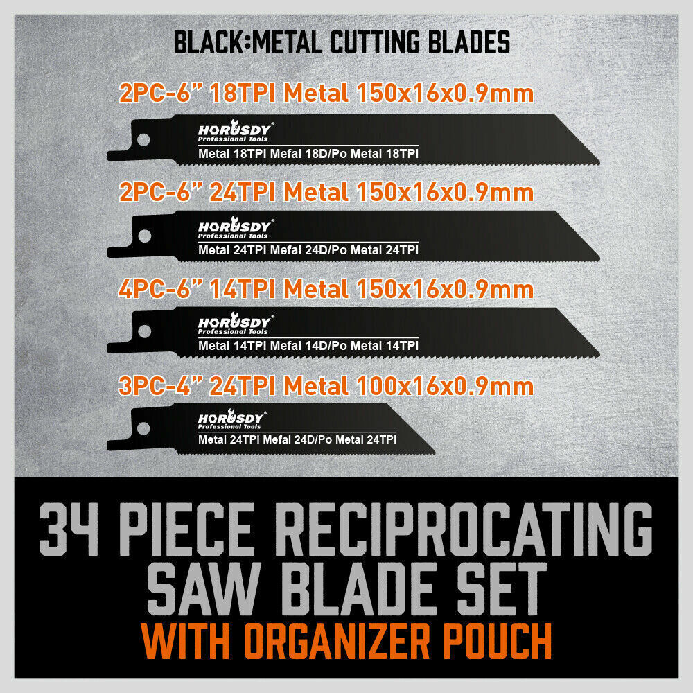 34-Piece Reciprocating Saw Blade Wood and Metal Cutting Blades with