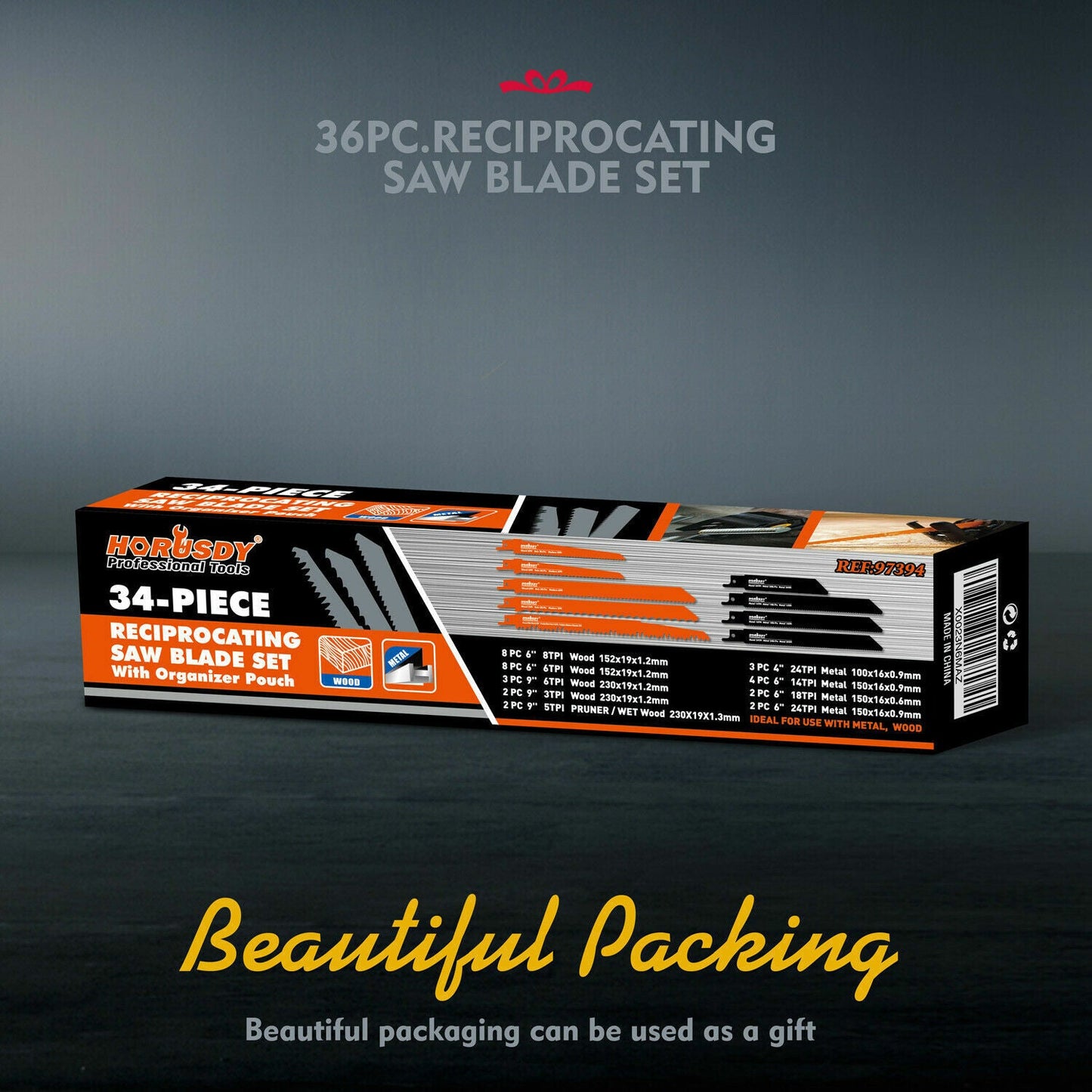 34-Piece Reciprocating Saw Blade Wood and Metal Cutting Blades with