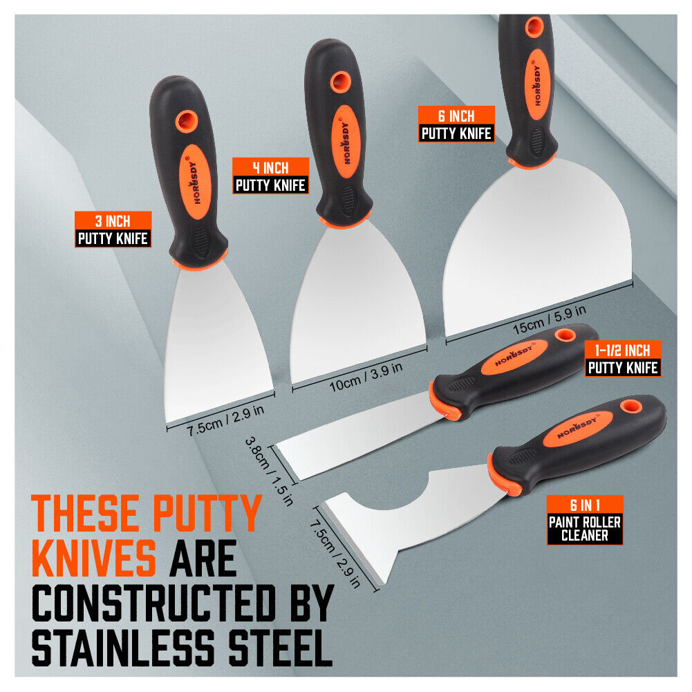 5Pack Stainless Steel Putty Knife Joint Knife Wall Scraper Paint