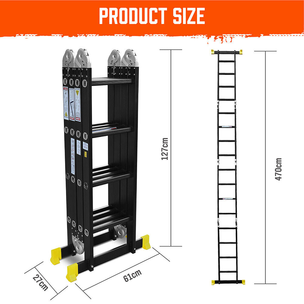 4.7M Multi Purpose Ladder Aluminium Folding Platform Extension Step Non-Slip