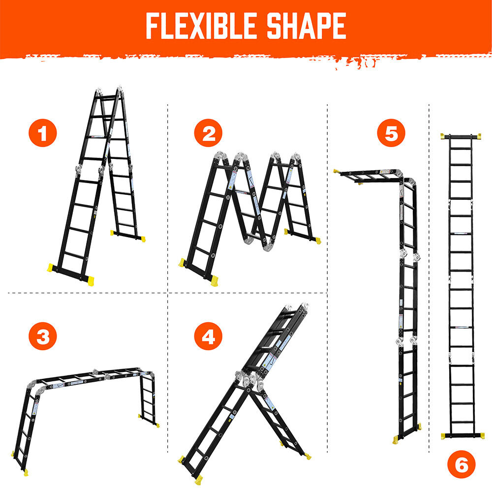 4.7M Multi Purpose Ladder Aluminium Folding Platform Extension Step Non-Slip