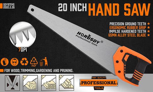 20" Hand Saw Sharp Cut Wood Plastic Cutting Heavy-Duty Crosscut