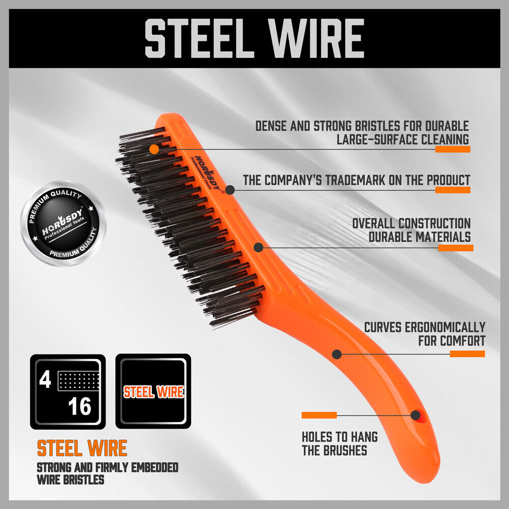 260mm Stanless Brush Anti-Slip Handle Scratch Paint Cleaning Rust Remove