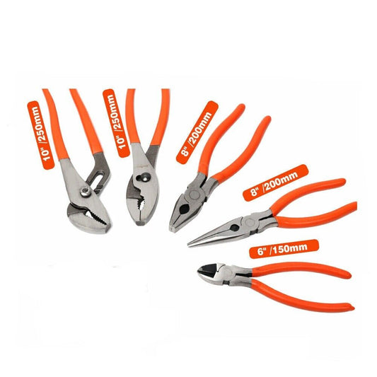 5Pack Pliers Diagonal Linesman Long Nose Groove Joint Slip Joint