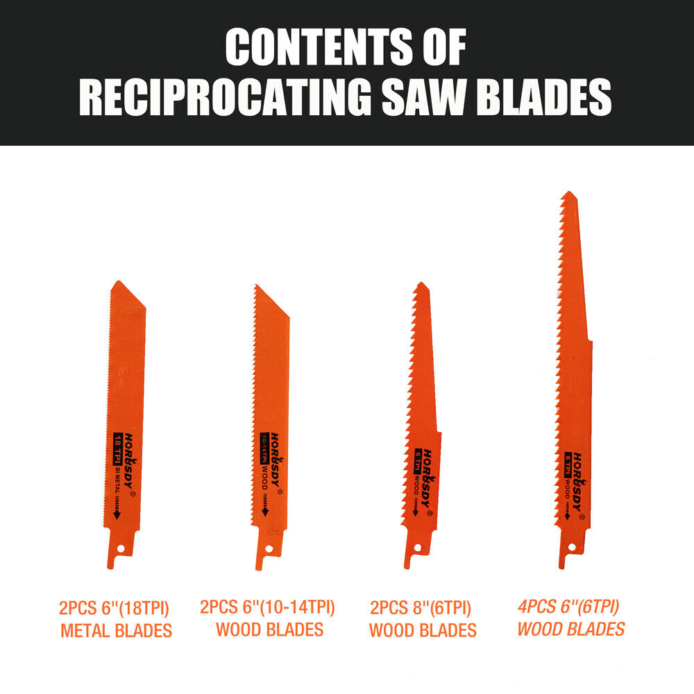 10Pack Reciprocating Saw Blades For Wood Metal Timber Demolition Cutting