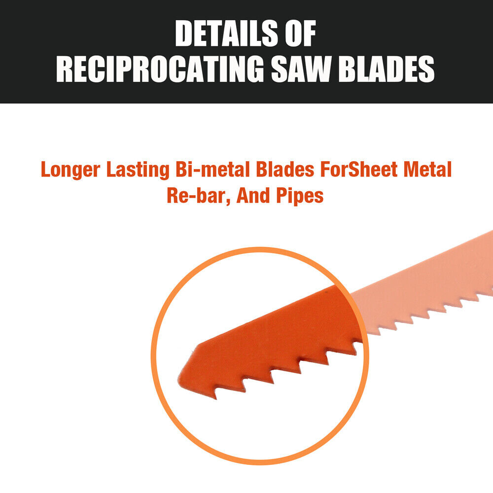 10Pack Reciprocating Saw Blades For Wood Metal Timber Demolition Cutting