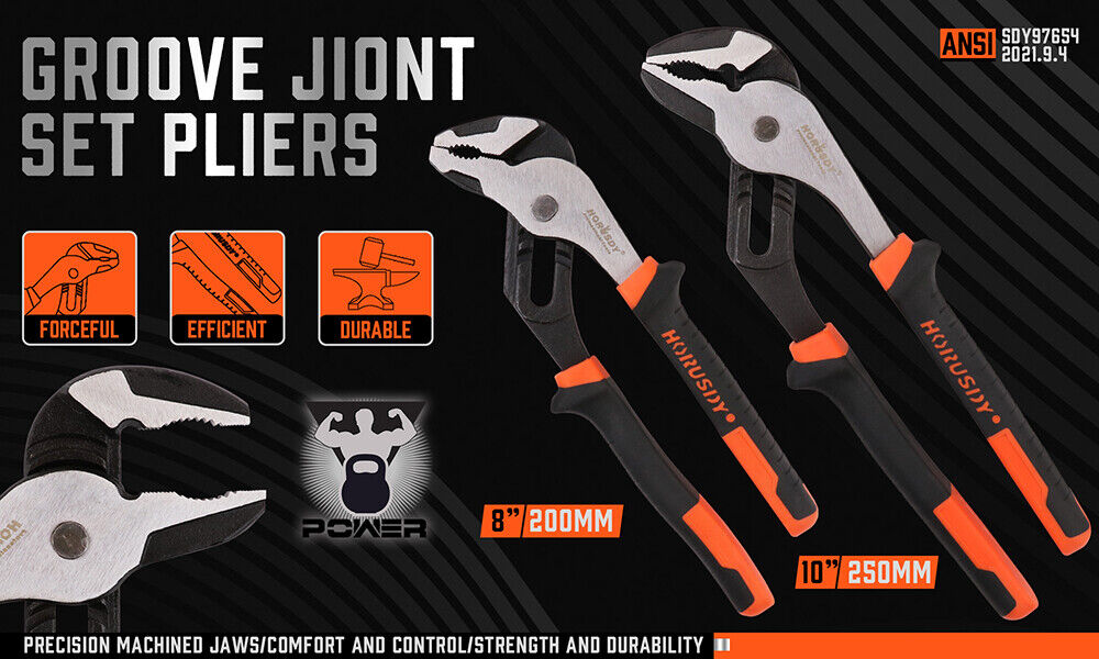 2Pack Groove Joint Pliers 8 & 10-inch Multi Grip Non-Slip