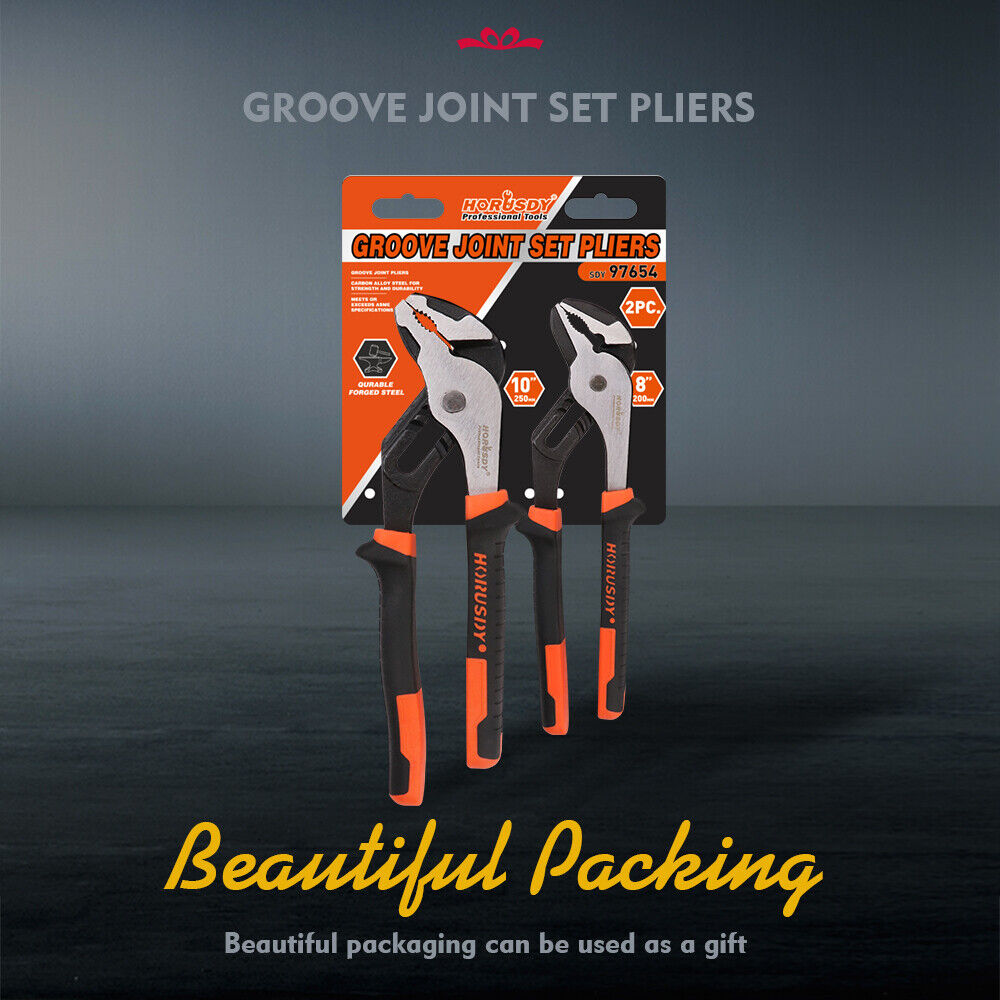 2Pack Groove Joint Pliers 8 & 10-inch Multi Grip Non-Slip