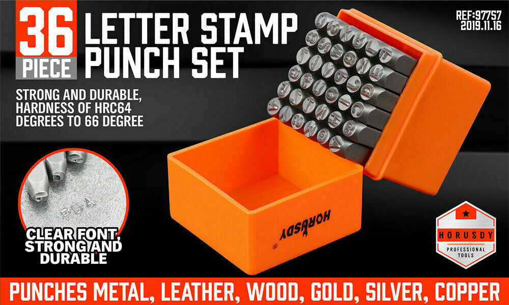 36Pack 6mm Number & Capital Letter Stamp Punches Metal Plastic