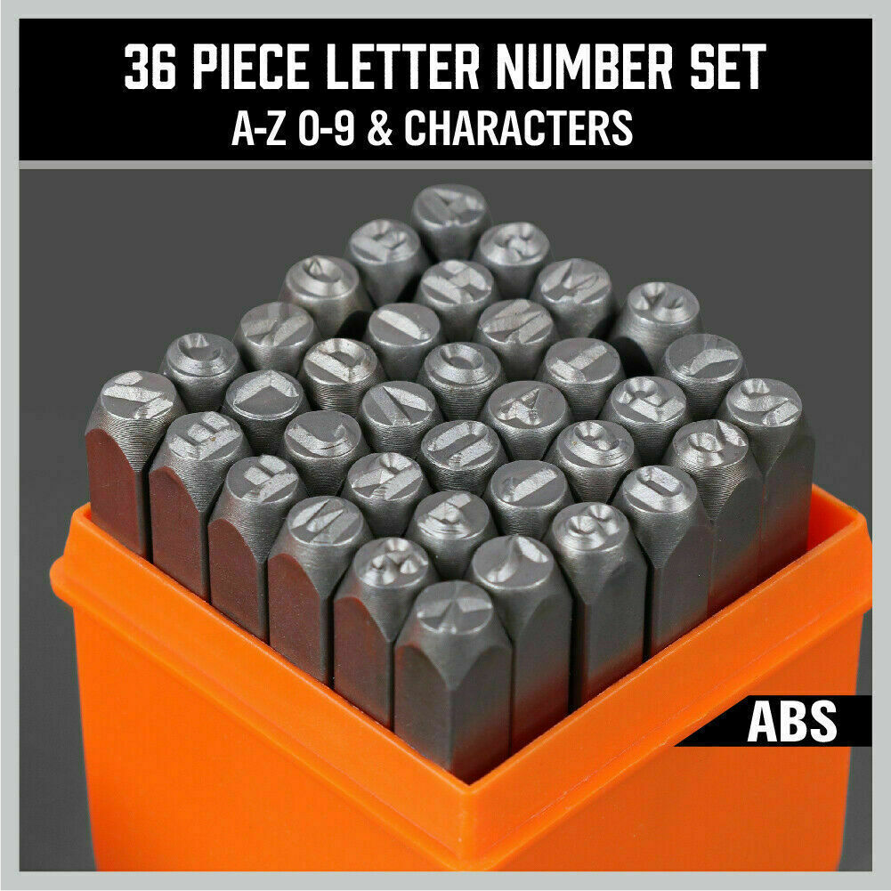 36Pack 6mm Number & Capital Letter Stamp Punches Metal Plastic