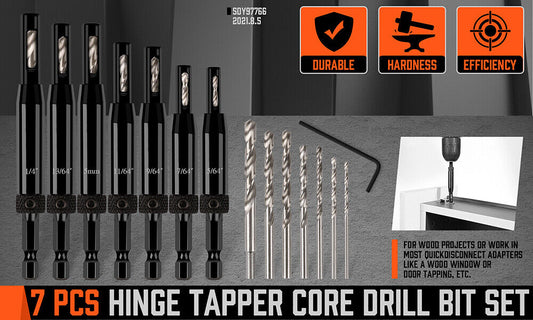 14Pack Self-Centering Hinge Tapper Core Drill Bit Center Drill 1/4"