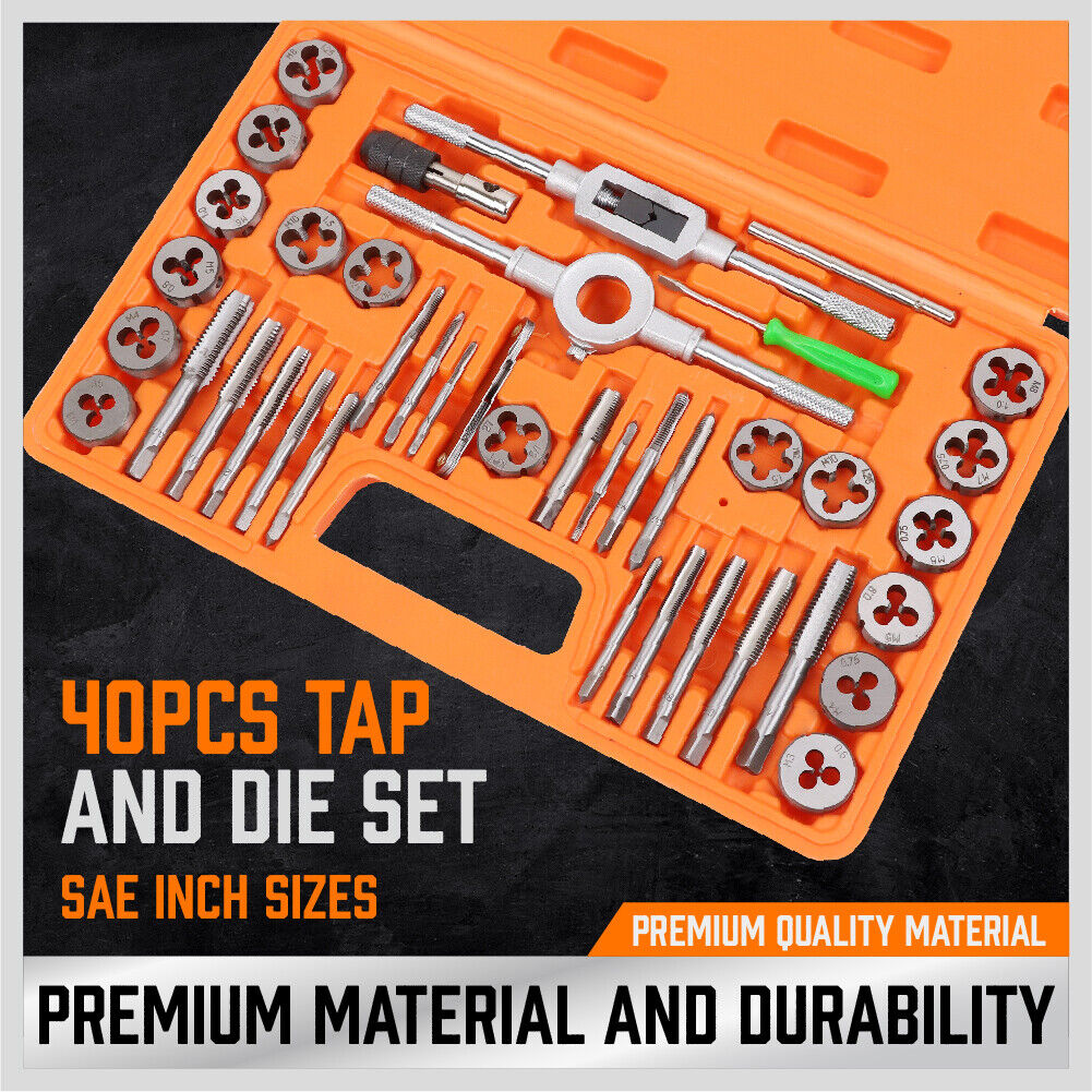 40Pack Tap And Die Imperial SAE Screw Screwdriver Thread Drill