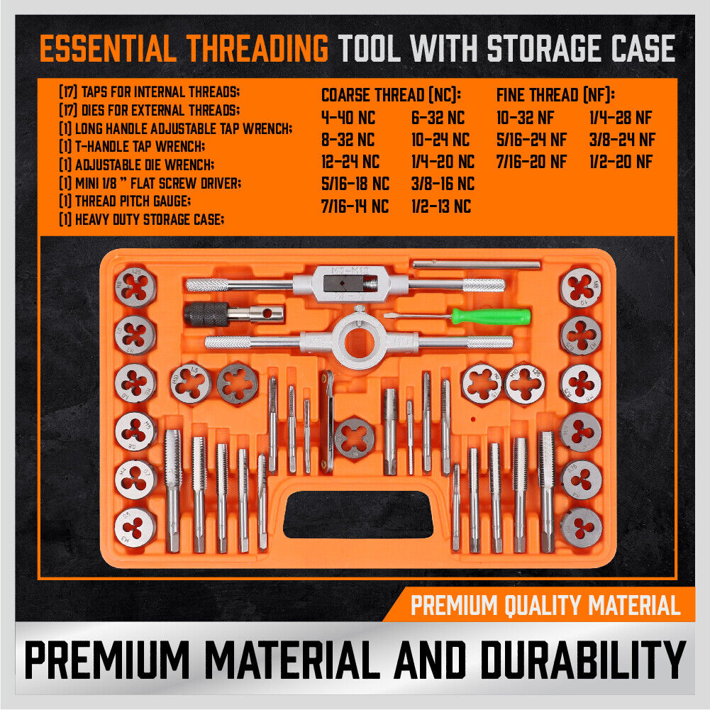 40Pack Tap And Die Imperial SAE Screw Screwdriver Thread Drill