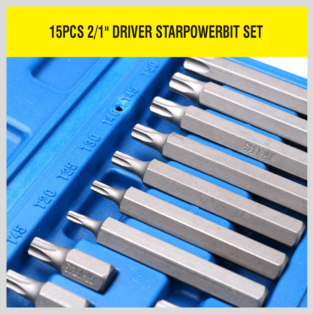 15Pack Torx Bit Long & Short Star Key Torque Bits