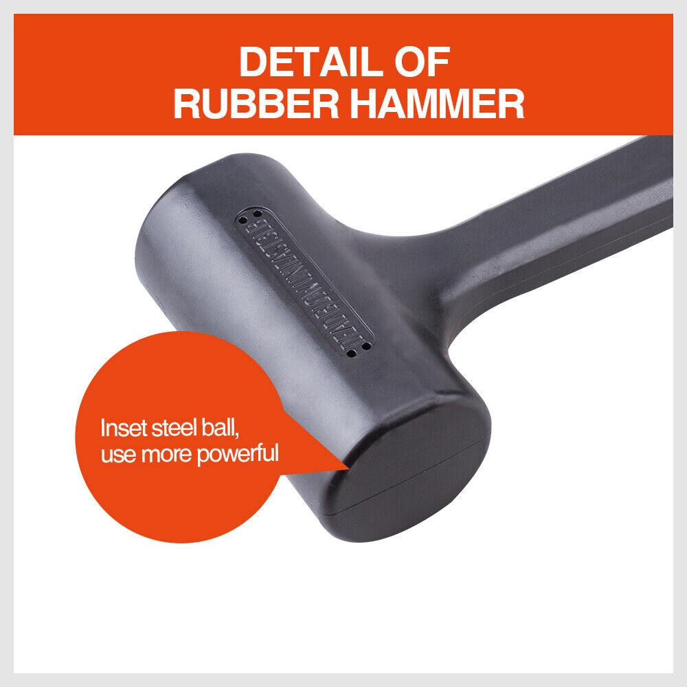 2LB Dead Blow Rubber Mallet Hammer Non Slip Soft Face