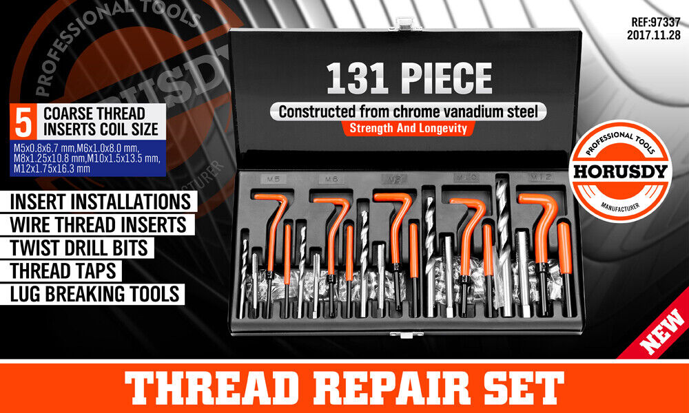 131Pack Metric Thread Repair HSS Drill Helicoil Heli Coil Tap