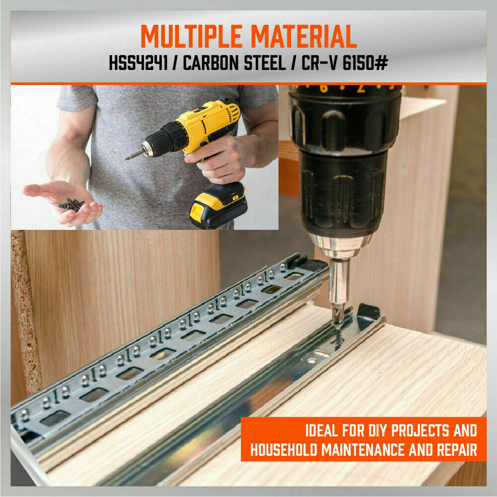 246Pack Combination Drill Bits Wood Hole Saw Metal Cement Screwdriver