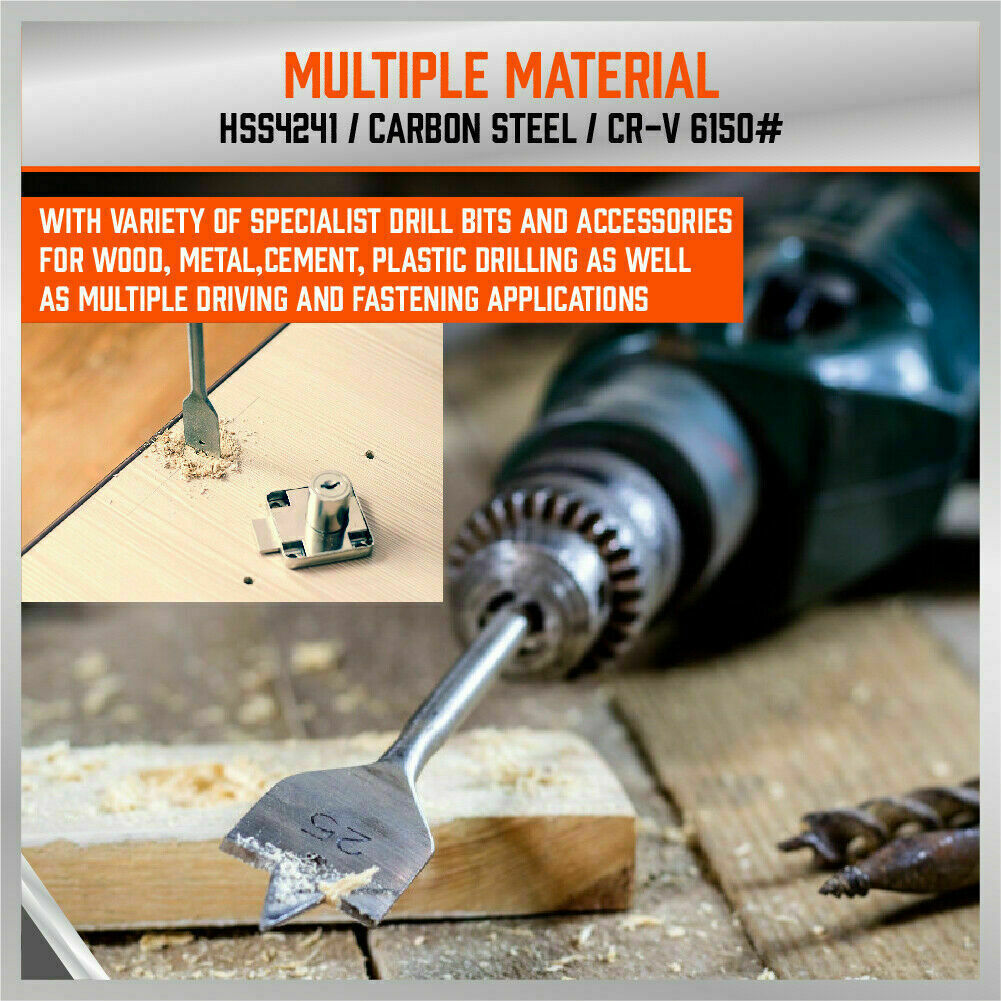 246Pack Combination Drill Bits Wood Hole Saw Metal Cement Screwdriver
