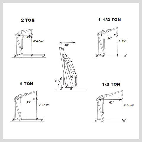2-Ton Hydraulic Engine Crane Foldable Hoist Stand for Mobile Garage