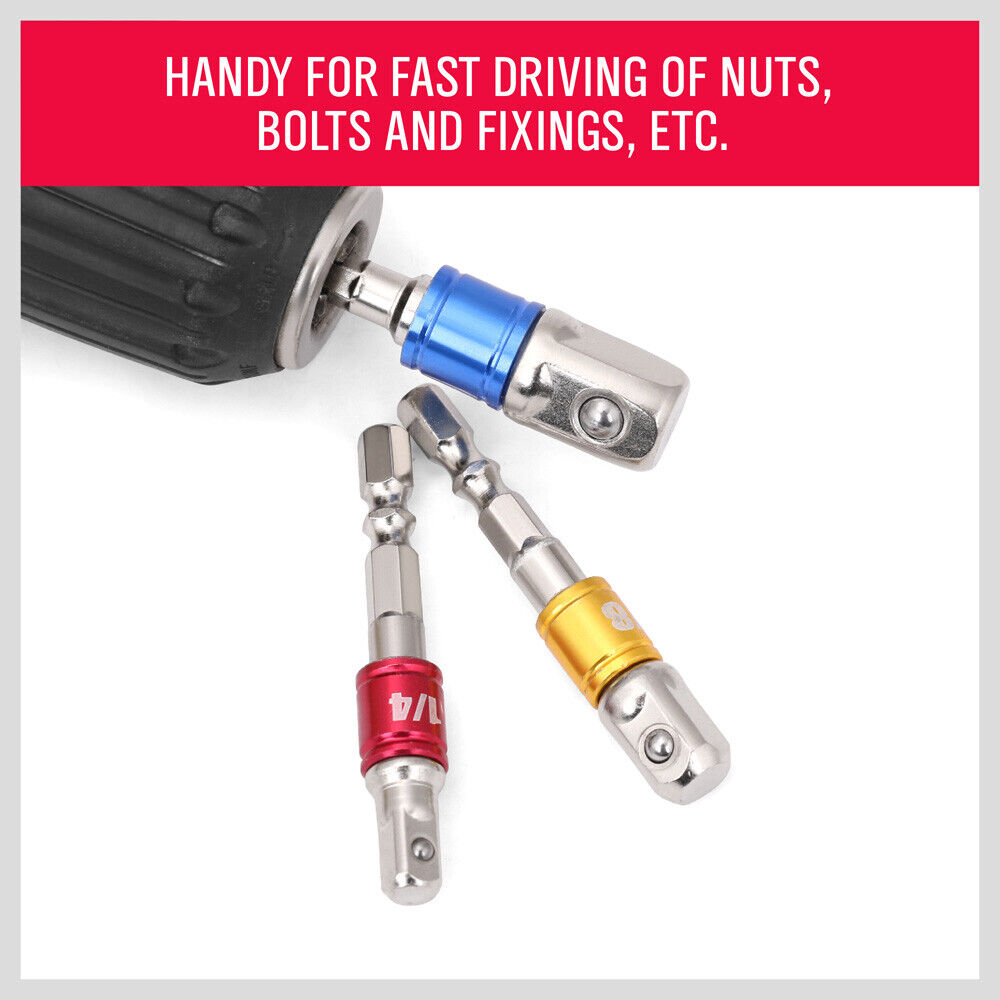 3Pack Socket Bit Adaptor Drill Nut Driver Power Extension Bars