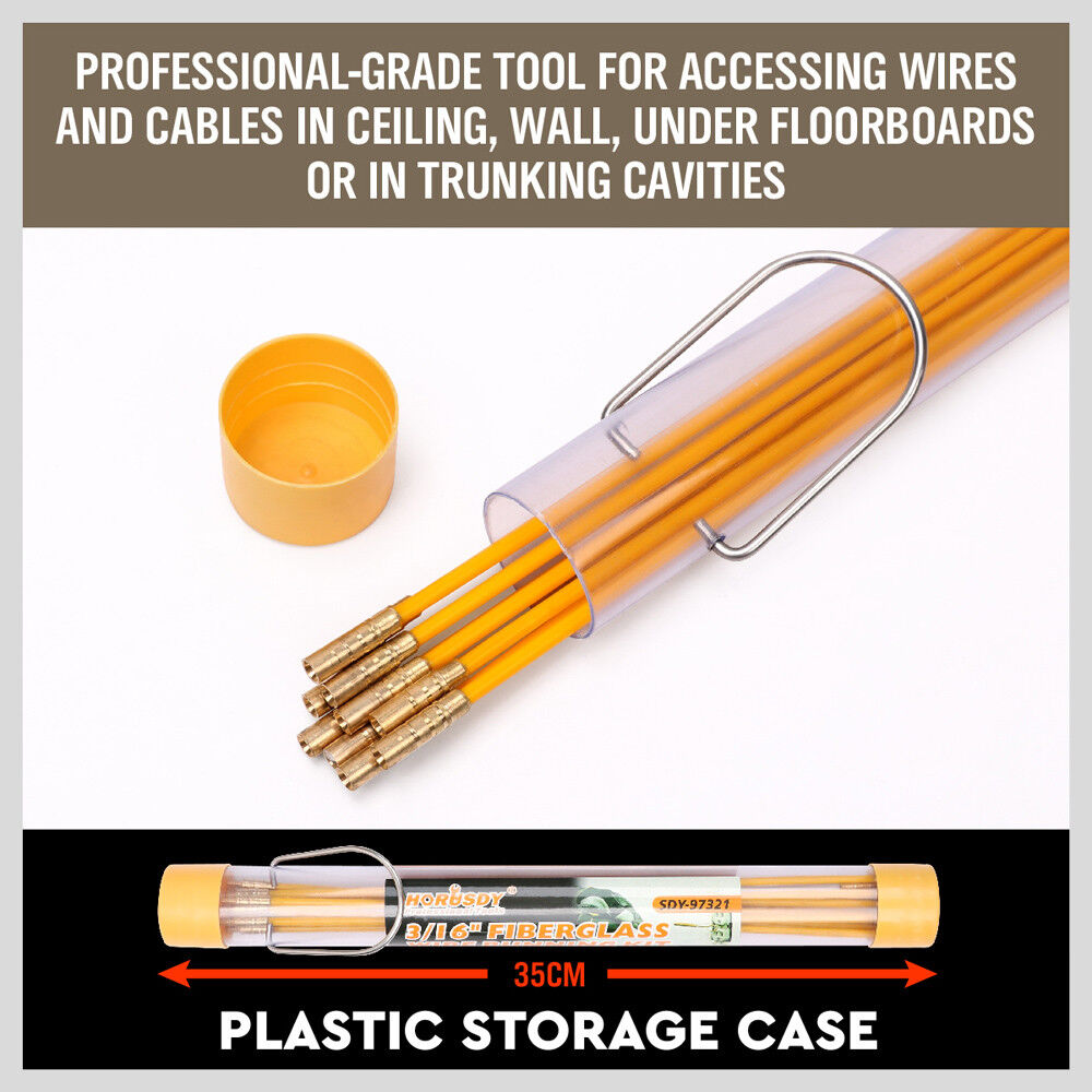 3.3m ⏀ 4mm Fibreglass Electricians Push Pull Rods Cable Cavity