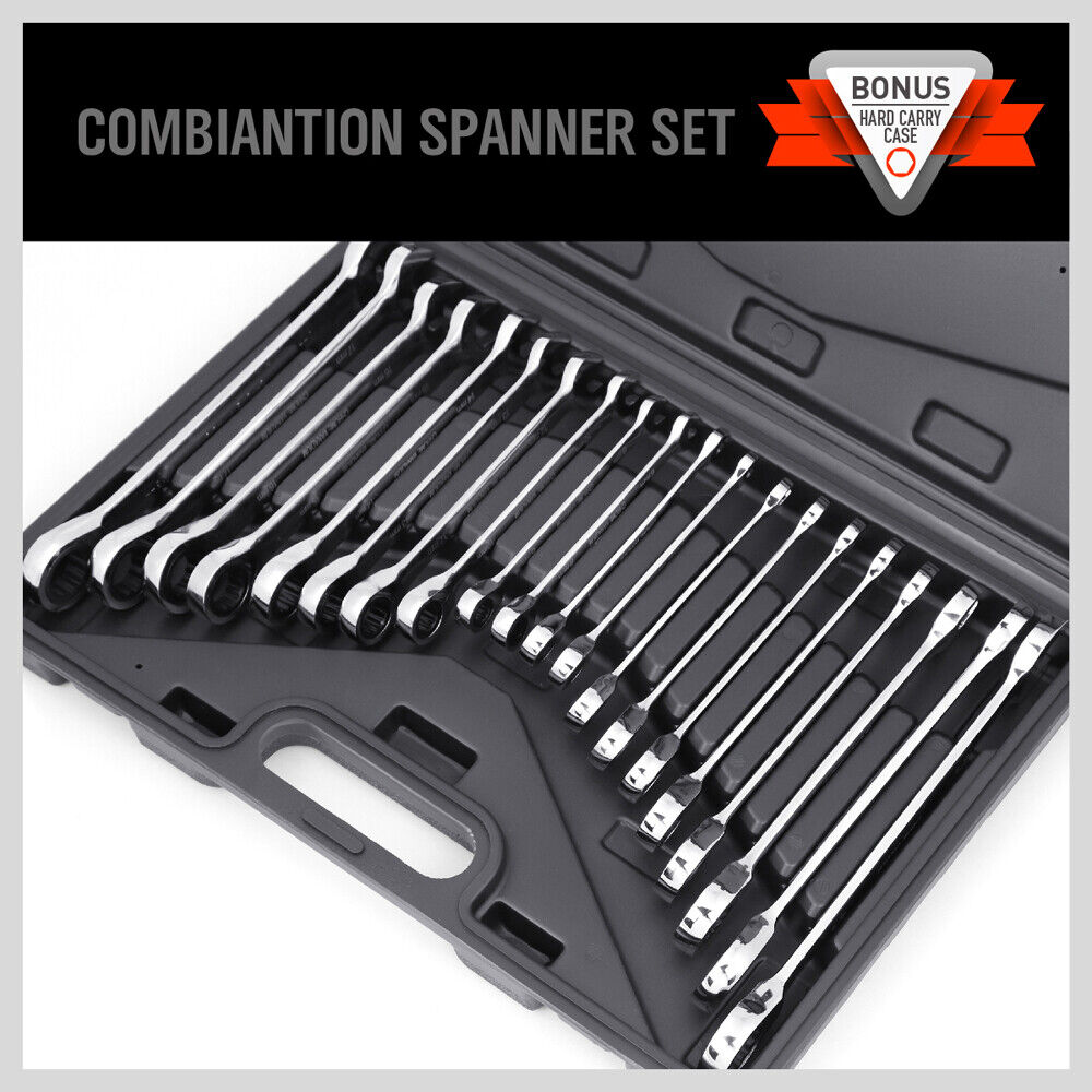 20Pack Ratchet Spanner Metric & Imperial Combination Wrench Open End