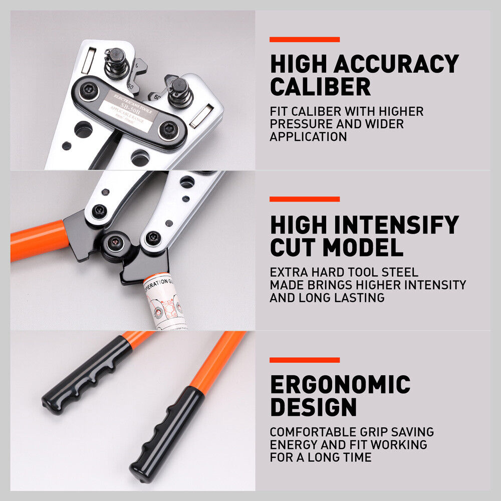 6-50 mm2 Wire Crimper Cable Crimp Electric Tube Crimping Hand