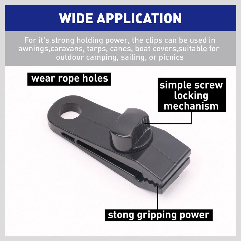 8Pack Awning Tarp Clamp Clips Hangers Survival Tent Emergency Grommet