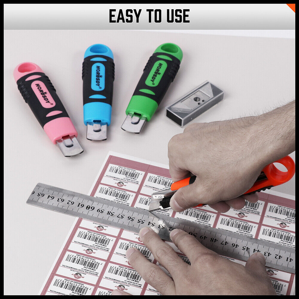 4Pack Box Cutter Snap Off Utility Knife Retractable Grip Handle