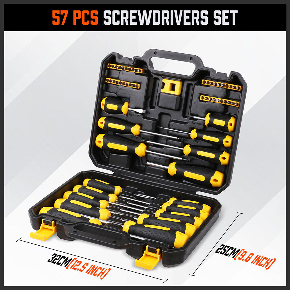 57-Piece Magnetic Screwdriver Slotted Phillips Bit Hex Pozidriv Torx Key