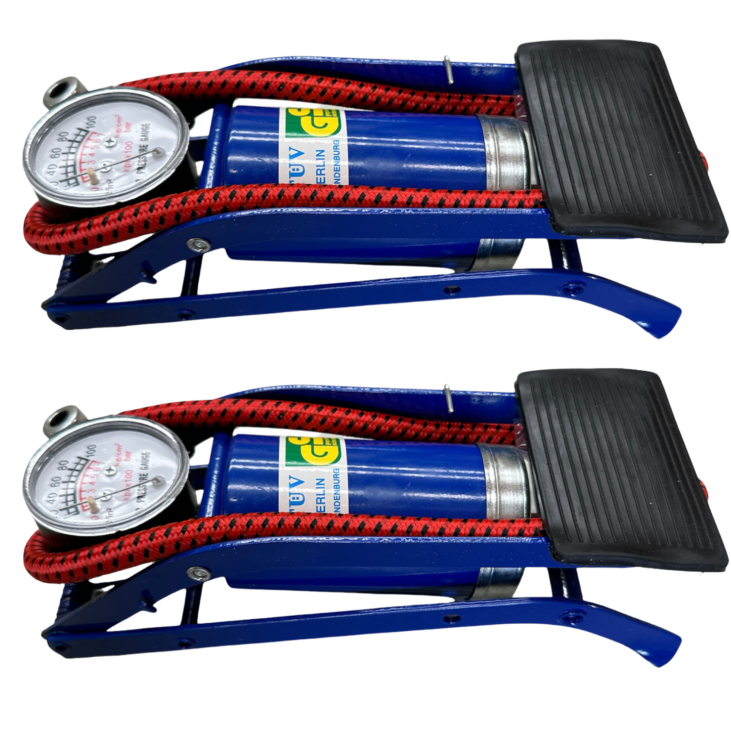 2x HIGH PRESSURE FOOT PUMP Ball Bicycle Motorbike Car tyre Inflator Tyre Air