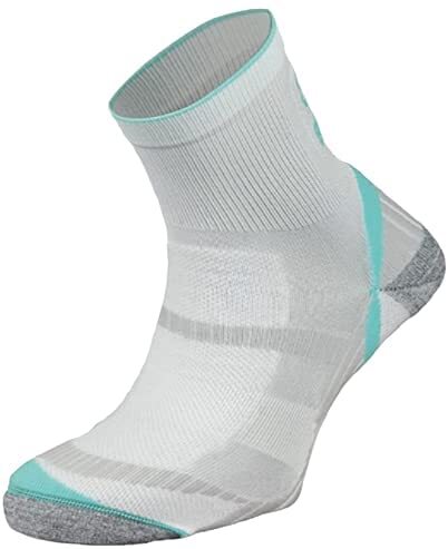 BRBL Atlas Socks Hiking Trekking Trail Run Outdoor Camping MADE IN ITALY Crew - White/Aqua - L