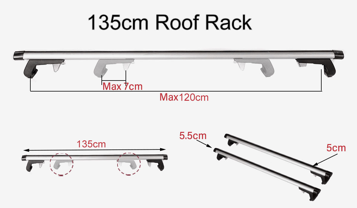 135CM Universal Adjustable Aluminum Alloy Car Roof Rack Cross Bars