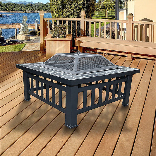 18" Square Metal Fire Pit Outdoor Heater