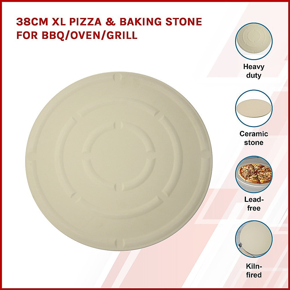 38cm XL Pizza Stone – BBQ/Oven Compatible