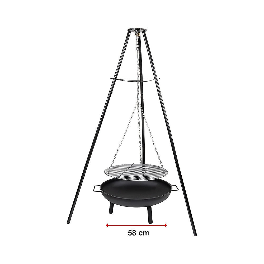 Tripod Cast Iron Fire Pit BBQ – Round Bowl