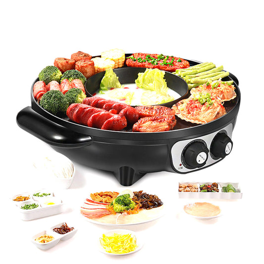 2-in-1 Electric Hot Pot & BBQ Plate – 42cm