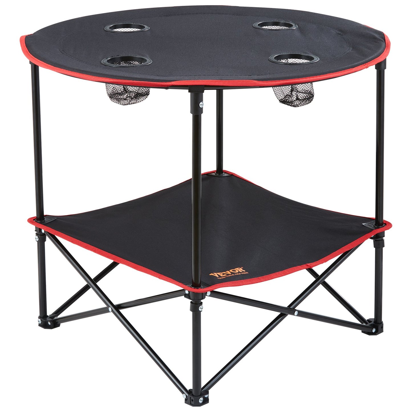 VEVOR Folding Camping Table, Outdoor Portable Side Tables, Lightweight Fold Up Table, 600D Oxford Fabric & Steel Ultra Compact Work Table with Large Storage & Carry Bag, For Beach Picnic, 28.3"x24"