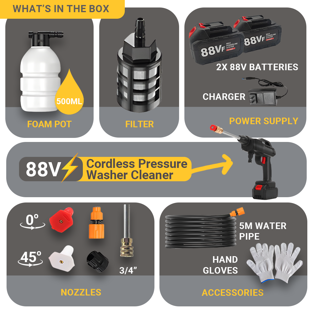 88V Cordless Electric High Pressure Washer
