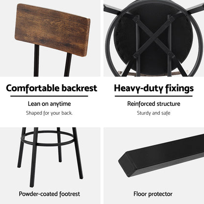 Artiss 2X Industrial Bar Stools Upholstered Counter Chairs Steel Frame Anti-Scratch