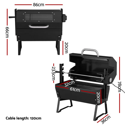 Grillz Charcoal Electric BBQ Smoker Roaster