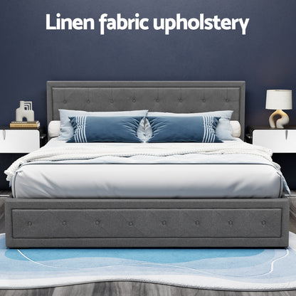 Artiss Bed Frame King Size Gas Lift Grey TIYO