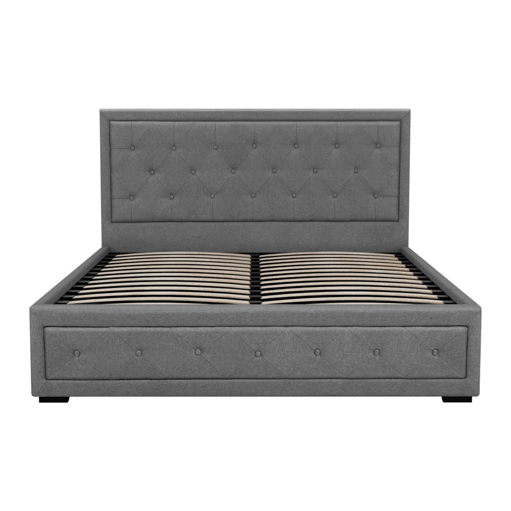 Artiss Bed Frame Queen Size Gas Lift Grey TIYO