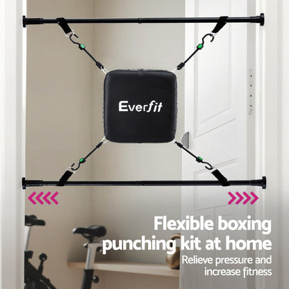 Everfit Doorway Punching Bag Adjustable Apartment Friendly with Boxing Gloves Black