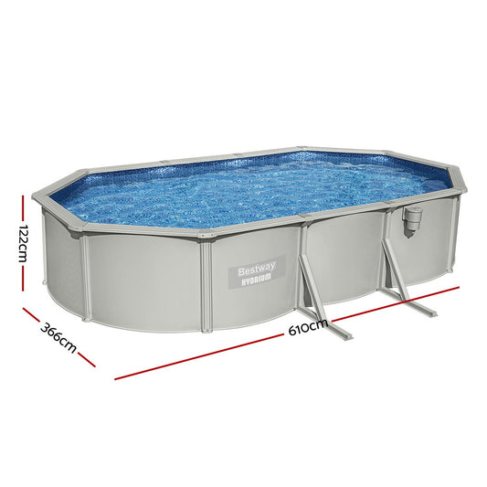Bestway Swimming Pool 610 x 366cm Steel Frame Round Pool Set w/ Filter Ladder