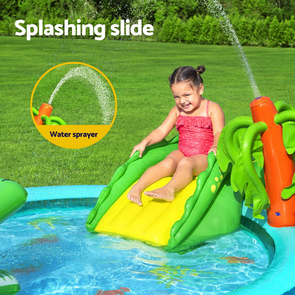 Bestway Kids Inflatable Splash Play Pool with Slide Ball Crocodile Fishing Net
