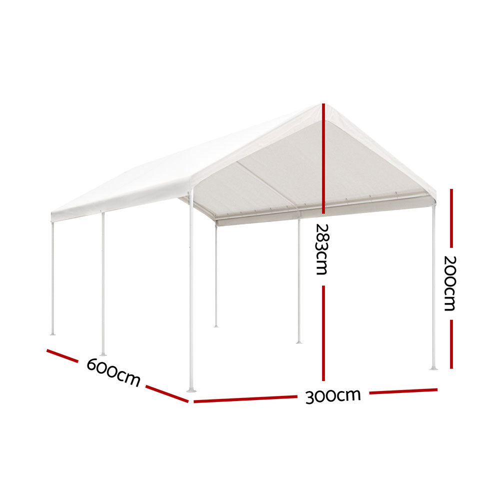 Carports 3x6m Carport Kits Steel Shelter Gazebo Canopy Garage Portable Garden Shed