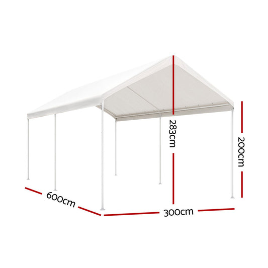 Carports 3x6m Carport Kits Steel Shelter Gazebo Canopy Garage Portable Garden Shed